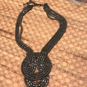 New:  Gunmetal corded statement necklace